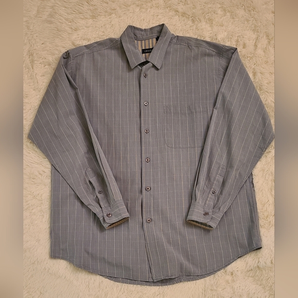 IZOD Men's Blue Striped Long Sleeve Button Down Shirt - Size Large - Picture 1 of 7